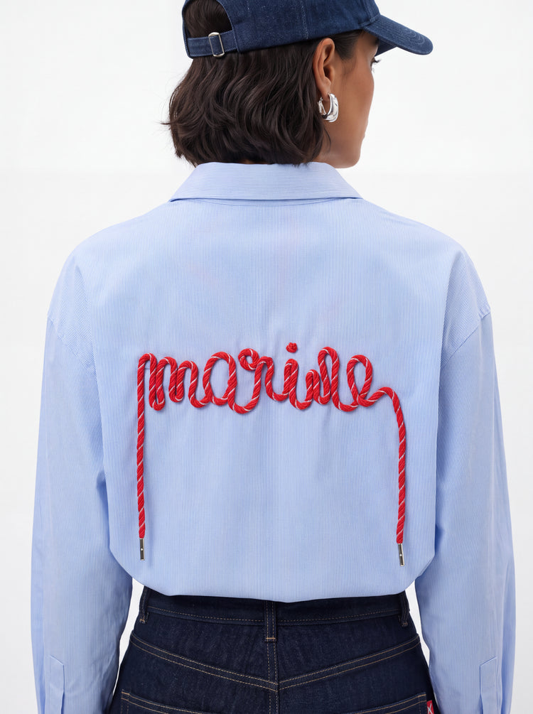 White Blue Stripe