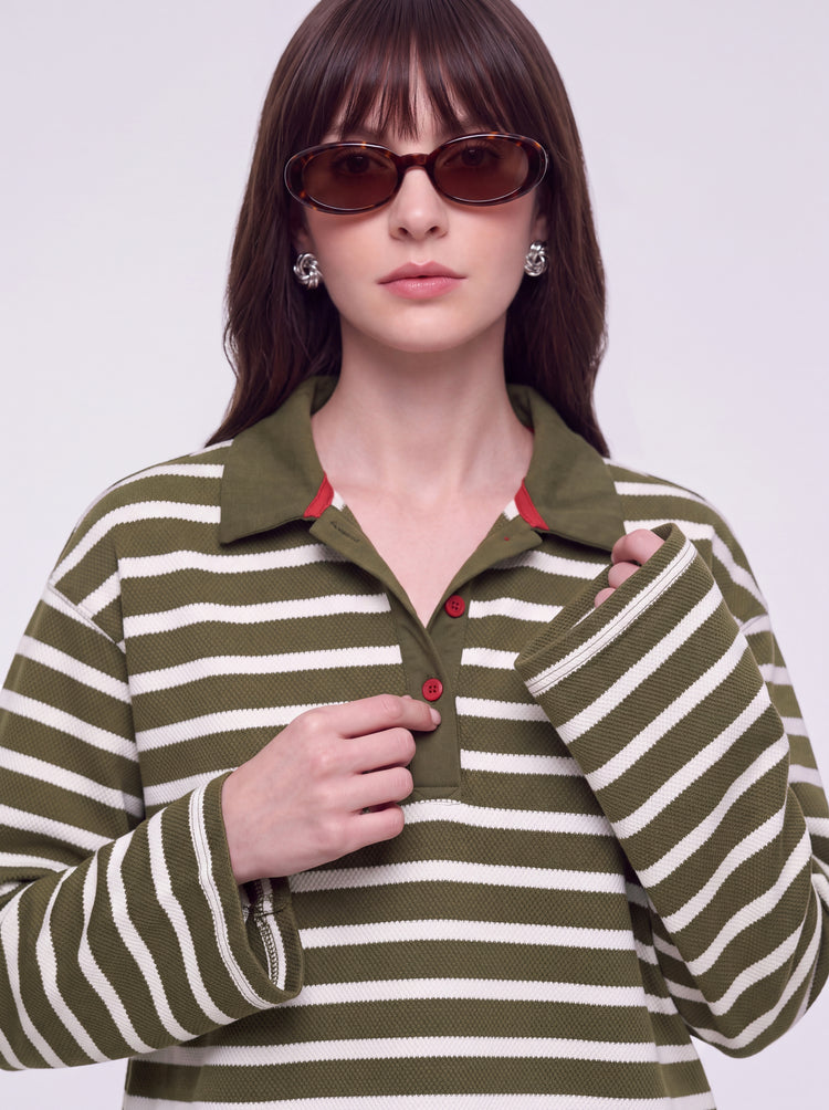 Olive White Stripes
