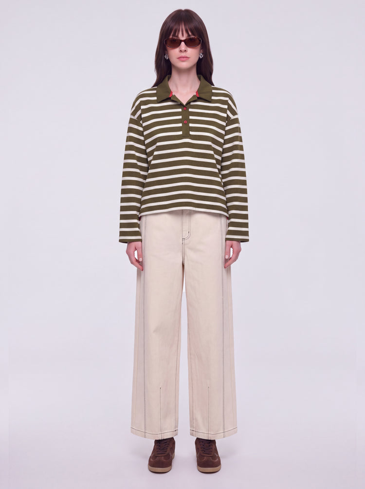 Olive White Stripes