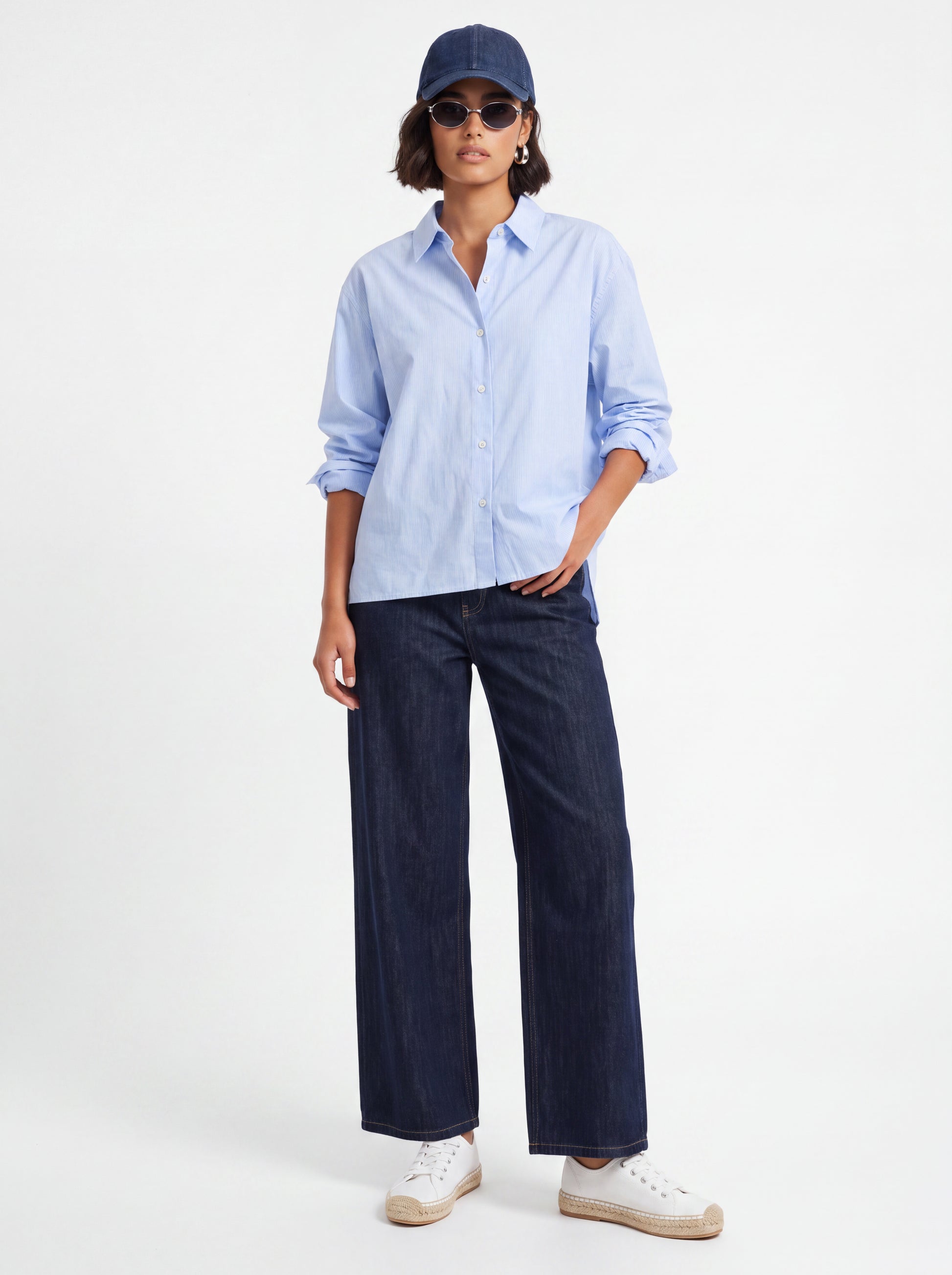 White Blue Stripe