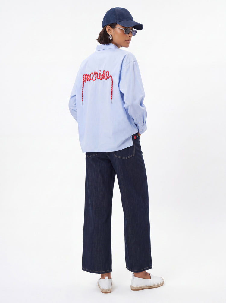 White Blue Stripe