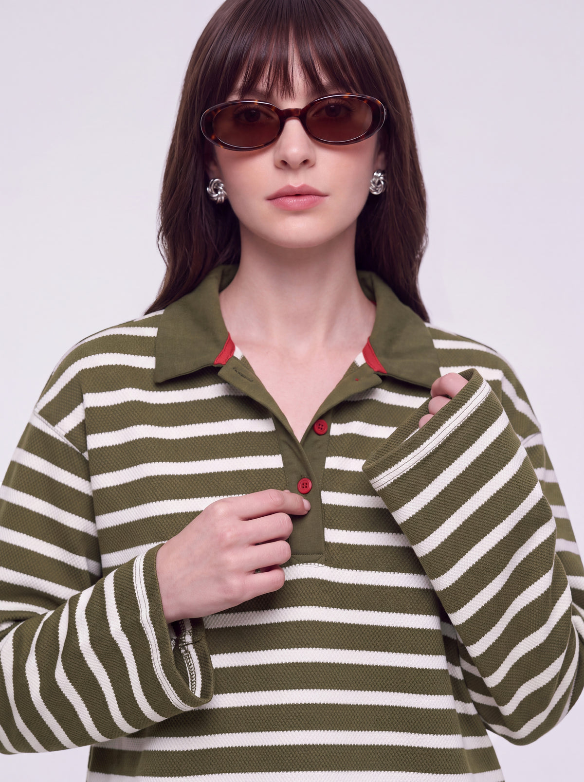 Olive White Stripes