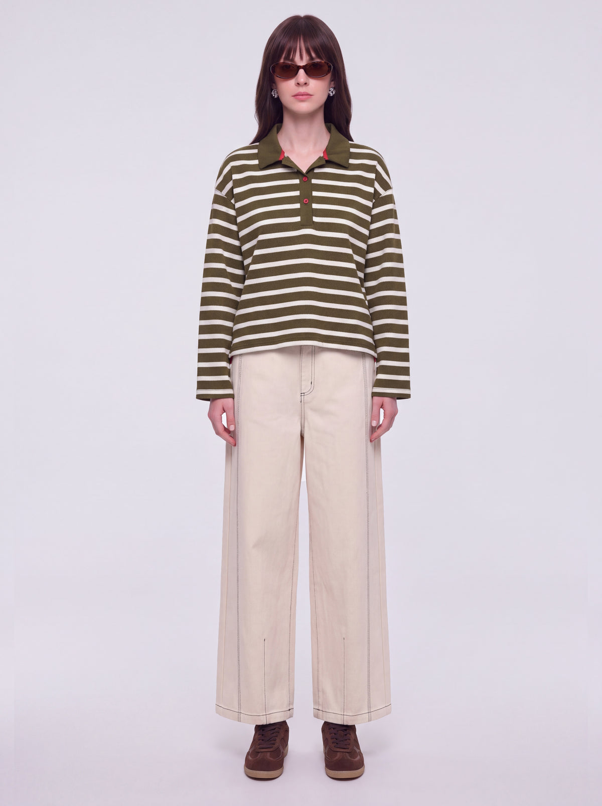 Olive White Stripes