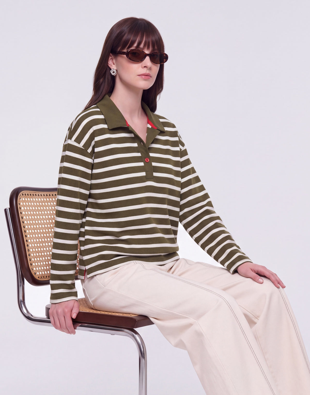 Olive White Stripes