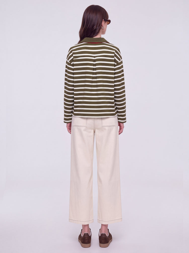 Olive White Stripes